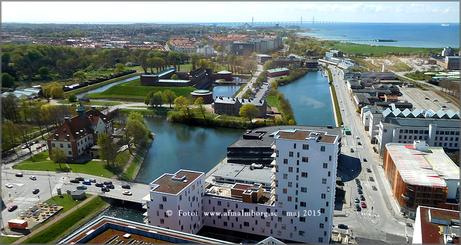 En bild som visar vyn från Malmö Live översta våningen när huset invigdes 2015